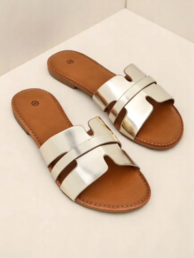 Royalfashion Damen Pantoletten mit flacher Sohle Livia Soft