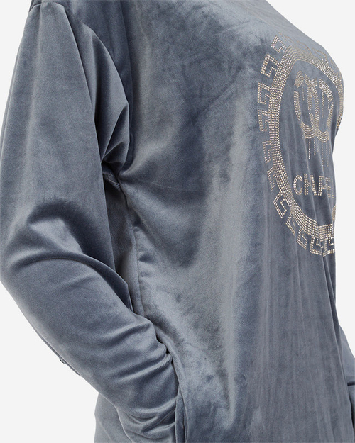 Темно-сіра довга жіноча туніка з цирконами