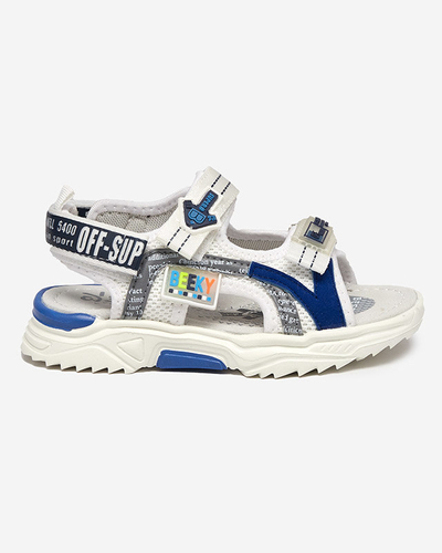 Weiße und marineblaue Kindersandalen mit Ceteris-Klettverschluss - Schuhe