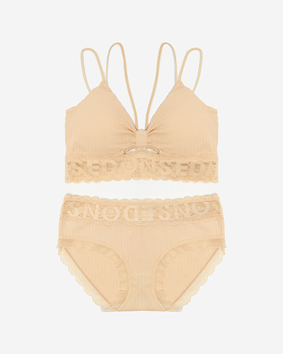 Beige Damenwäsche mit Spitze - Unterwäsche