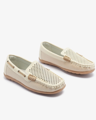 Beige durchbrochene Kindermokassins Nedda - Footwear