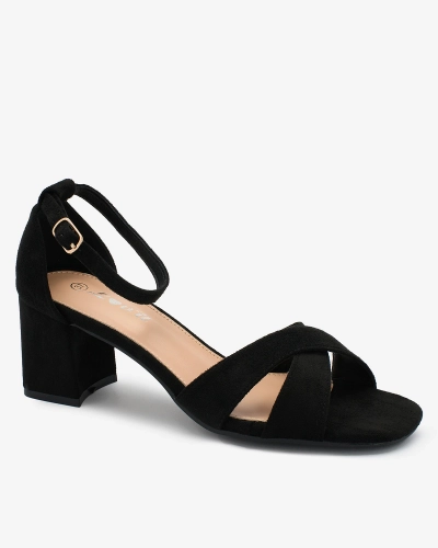 Royalfashion Schwarz Damen Öko-Wildleder-Sandalen Harmony Heels