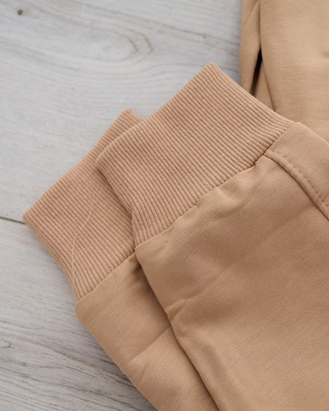 Damen-Jogginghose in Beige mit Zirkonia - Kleidung