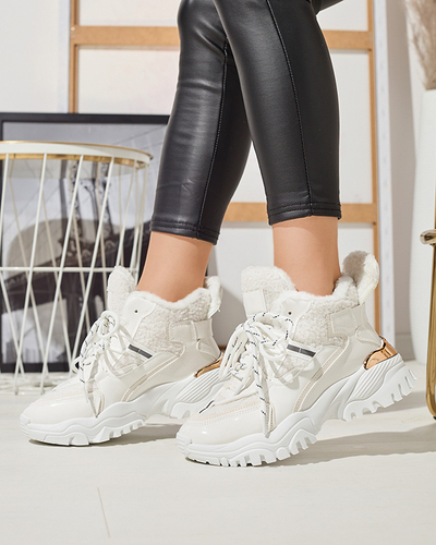 Weiße Damen-Sportschuhe mit Pelz Sagglo- Footwear