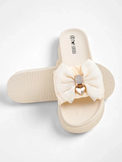 Royalfashion Damen Plateau Pantoletten mit Schleife Sento Pace