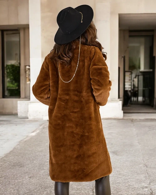 Пальто жіноче хутряне Royalfashion Brown