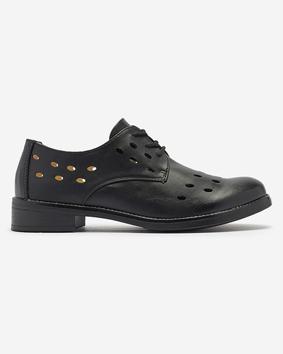 Durchbrochene Damen-Halbschuhe aus Öko-Leder in Schwarz Selofso- Footwear