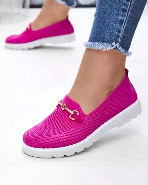 Fuchsia Damen Slipper mit goldener Verzierung Enelida - Schuhe