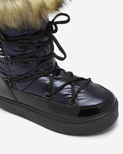 Темно-сині жіночі снігоступи з хутром Lilitsa- Взуття