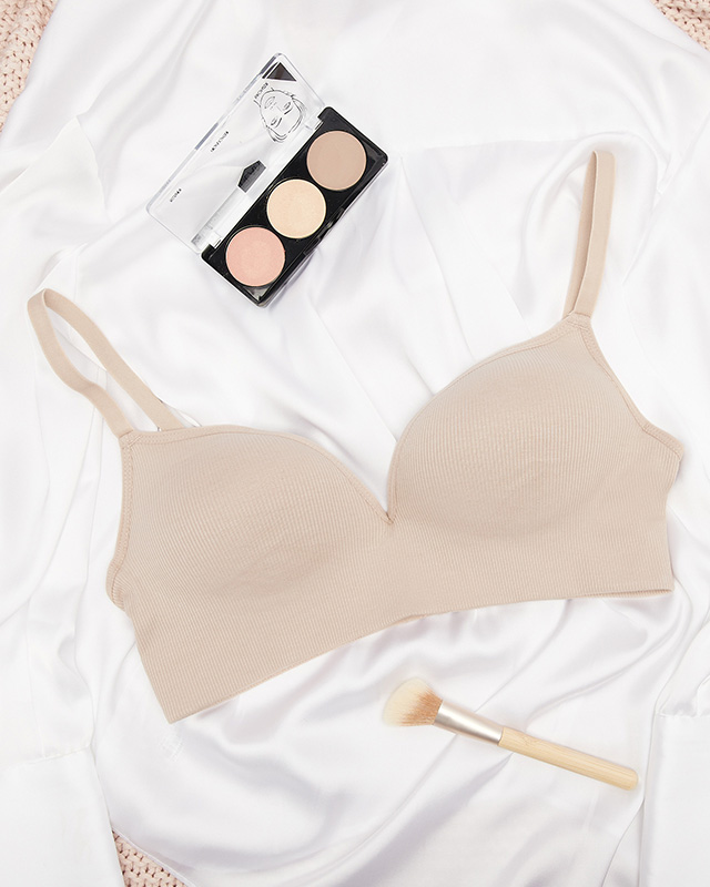 Gerippter Damen-BH in Hellbraun- Dessous