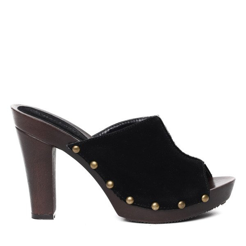 Czarne klapki drewniaki - Obuwie