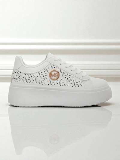 Damen Aelia Royalfashion Plateausneakers weiße Ajouré-Sneakers Ecru