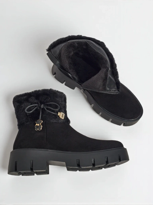 Високі жіночі ботильйони еко замшеві з хутром Vernaya