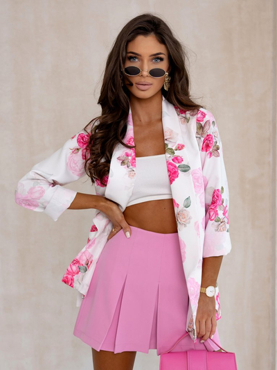 Royalfashion Damenblazer ohne Verschluss mit Rosenmotiv