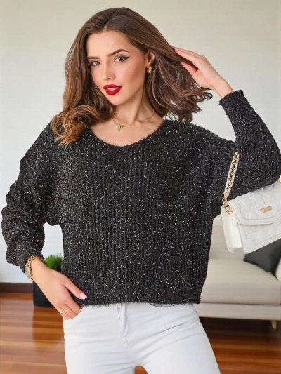 Royalfashion Damenpullover mit glänzendem Faden