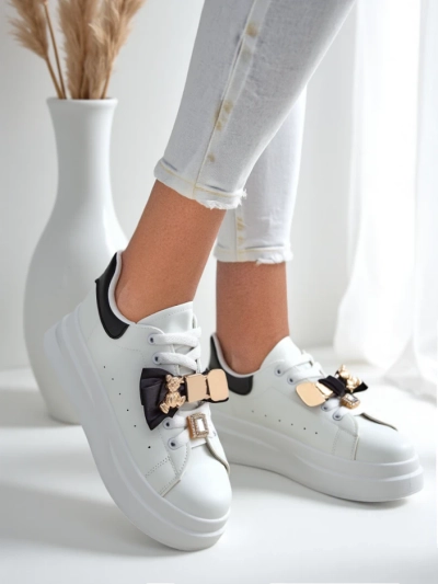 Royalfashion Damen Plattform-Sneaker mit Schleife Genimma