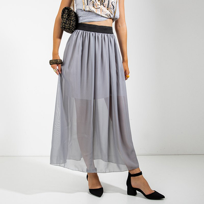 Grauer Damen-Maxirock - Kleidung