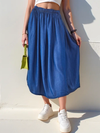 Royalfashion Damen Midi-Rock im Denim-Stil