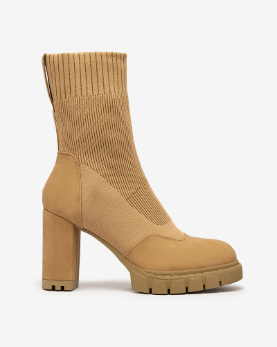 Royalfashion Damen camelfarbene Flexi Booties