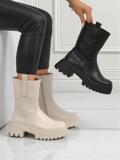Höhere Damenstiefeletten aus Öko-Leder Scarlet Mist