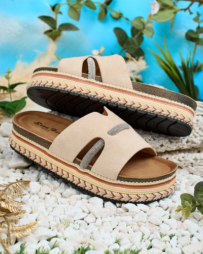 Royalfashion Damen Orolta Zirkonia Flip-Flops