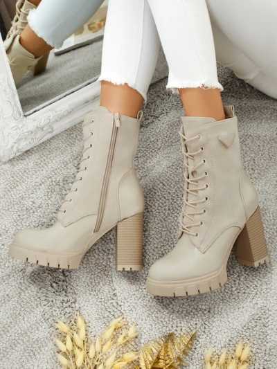 Damen Stiefeletten Öko-Wildleder mit Blockabsatz Event Bramble