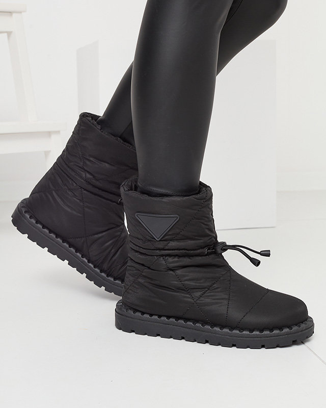 Schwarze gesteppte Damen-Schneestiefel mit flacher Sohle Ferri - Footwear