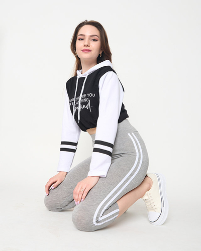 Graue Damen-Leggings mit Streifen - Kleidung