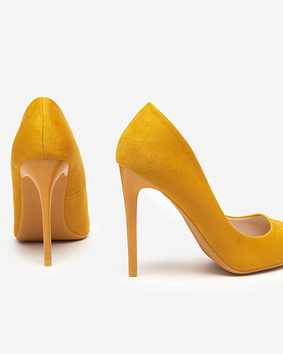 OUTLET Gelbe Damenpumps mit Öko-Wildleder auf Stiletto Veneci - Schuhe