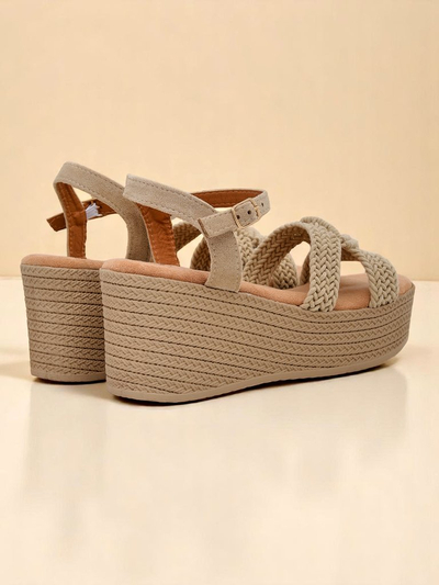 Royalfashion Damen-Sandalen mit geflochtenem Keilabsatz Sunny Day