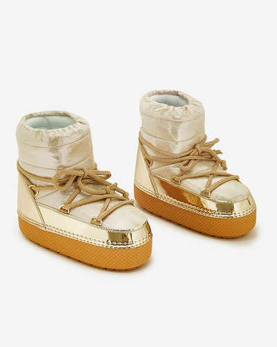 Royalfashion Goldfarbene Damen-Schneestiefel zum Schnüren Yevnoie