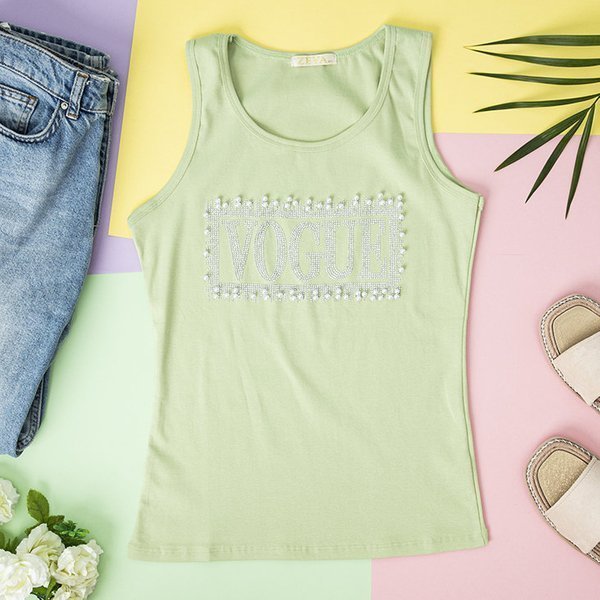 Grünes Damen Top mit Zirkonia - Kleidung