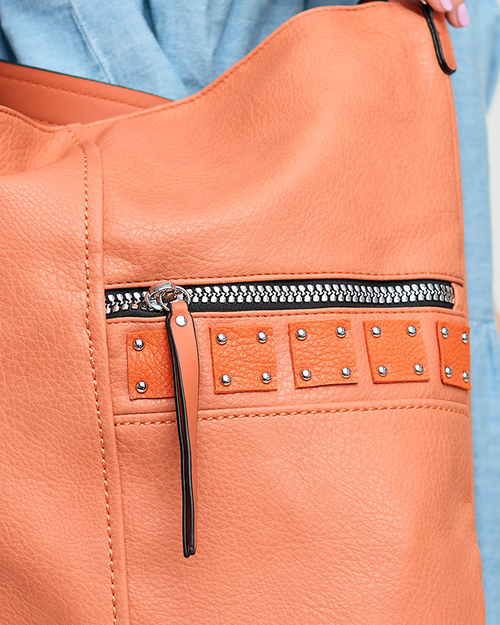 Помаранчева жіноча сумка-шоппер зі стразами - Аксесуари