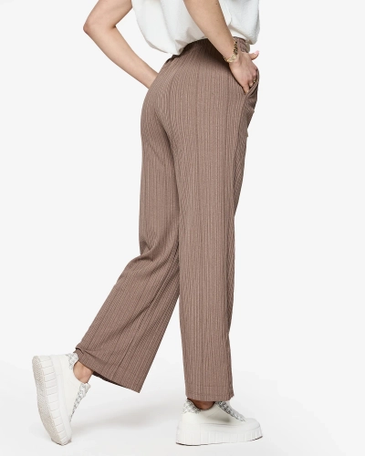 Brown Women's Wide Ribbed Pants - Clothing