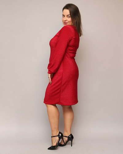 Royalfashion Блискуча жіноча сукня до коліна червоного кольору PLUS SIZE