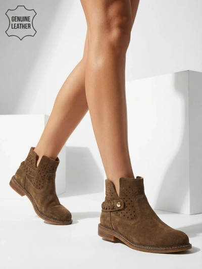 Ażurowe Damen-Stiefeletten aus Naturleder Unimi