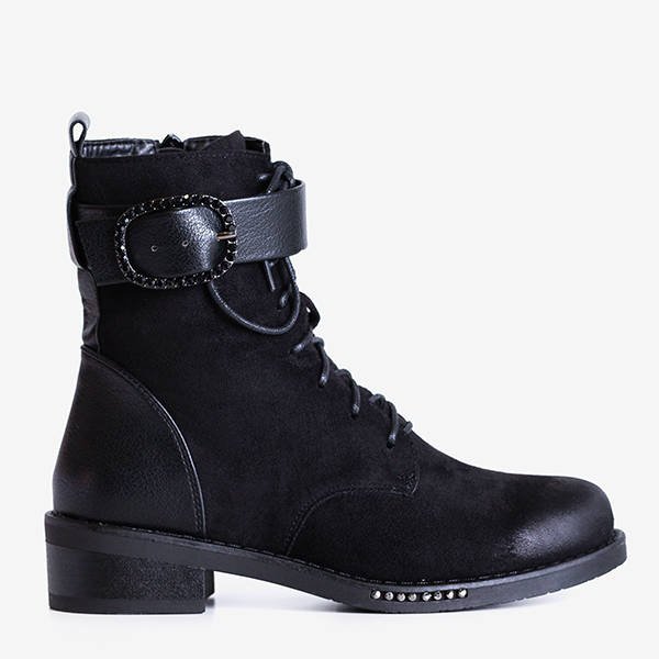 Schwarze Damenstiefel mit Roubaix-Schnalle - Schuhe