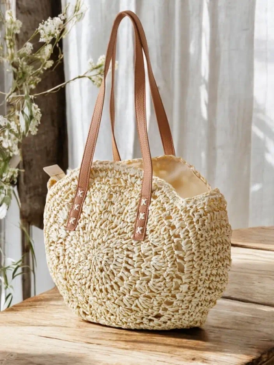 Royalfashion Große ovale Strohtasche für Damen