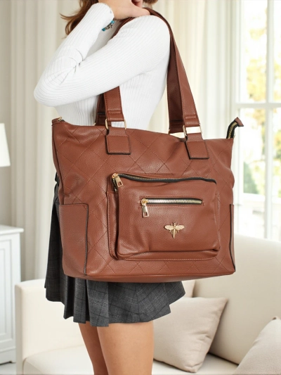 Damen Shopper Handtasche Öko Leder gesteppt Marvaya