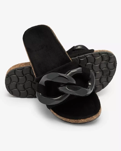 Royalfashion Damen Flip-Flops mit Kunststoffkette in schwarz Opixi