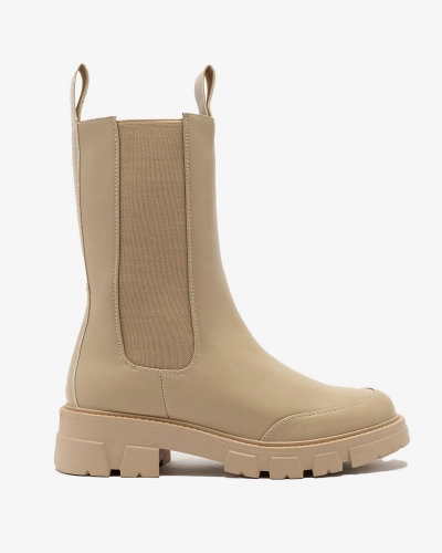 Royalfashion Hohe Damenstiefel in Beige Adiofa