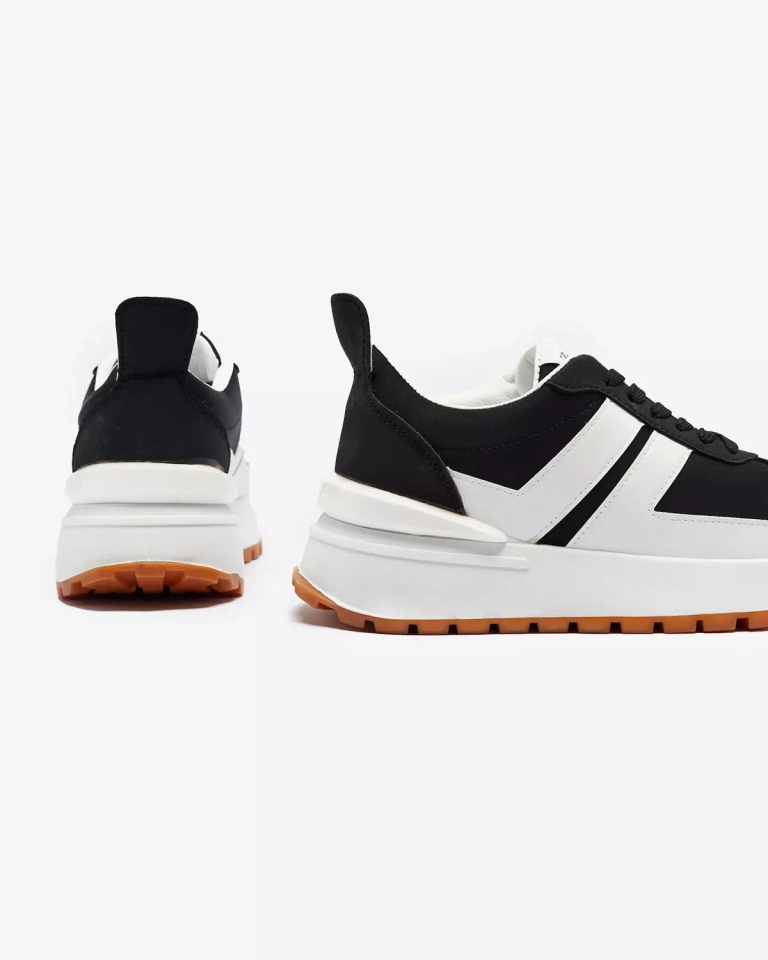 Schwarze Damen-Sportschuhe aus Öko-Leder mit bunten Einsätzen Tifora- Footwear