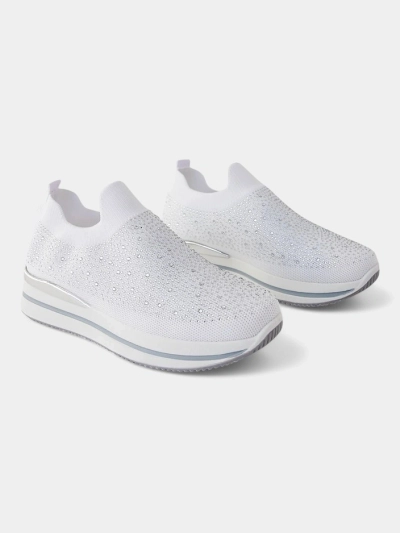 Royalfashion Damen Slipper Sportschuhe aus Stoff mit Strass Adeq