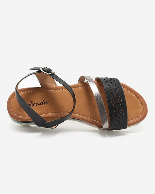 Чорні жіночі босоніжки на низькій танкетці Dotif - Взуття