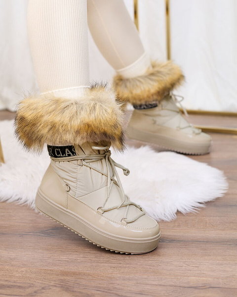 Royalfashion Beige Schlupfstiefel a'la Schneestiefel für Damen Gomllo