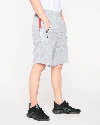 Graue Herren-Sportshorts mit Aufschriften - Kleidung