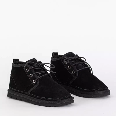 OUTLET Schwarze Kinder-Schnür-Schneestiefel Tibilis - Schuhe