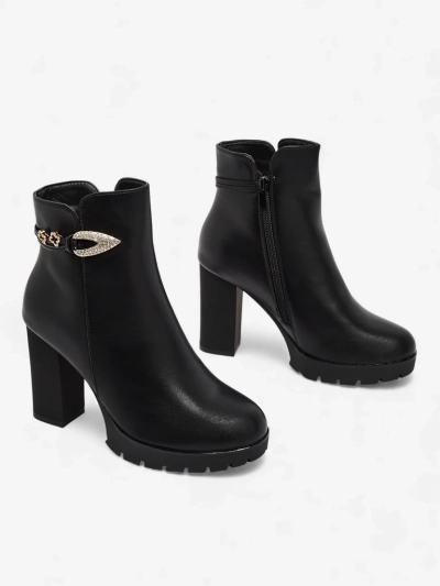 Damen Stiefeletten aus Öko-Leder mit Blockabsatz Sylvar