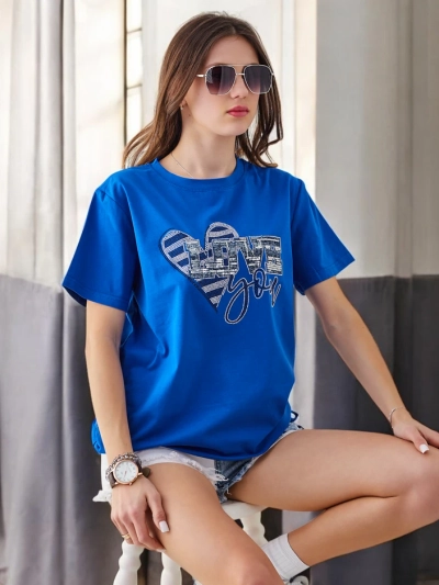Royalfashion Damen Baumwoll-T-Shirt LOVE mit Strass
