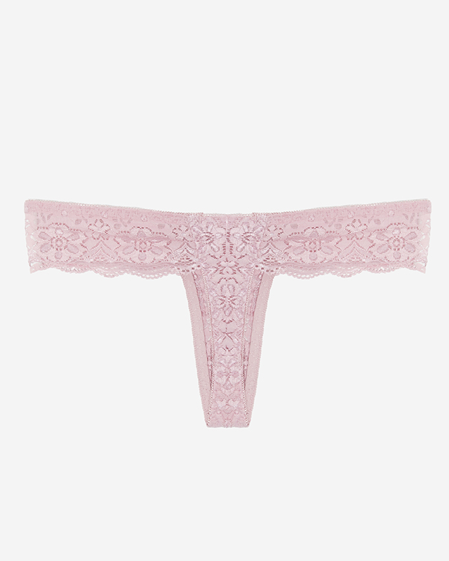 Rosa Spitzen-String für Damen mit Schleife - Unterwäsche